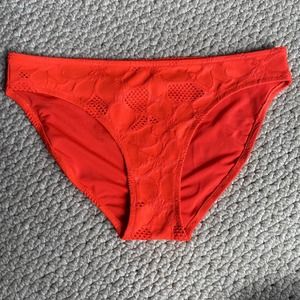 Aerie Jacquard Red Bright Floral Full Coverage Low Waist Bikini Bottoms